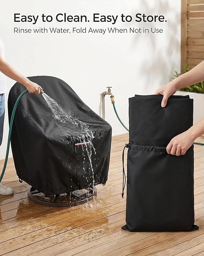 3-Piece Patio Bistro Furniture Cover Set, Heavy-Duty 600D Waterproof Outdoor Furniture Covers, UV Resistant, Designed for Everyday Outdoor Use on Patio, Deck & Backyard, Black