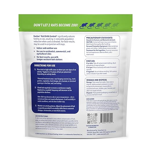 Evolve Rat Birth Control Soft Bait Sausages – 3 lbs | Scientifically Proven Rat Population Control | Not a Poison, Long-Term Population Management (Packaging May Vary)