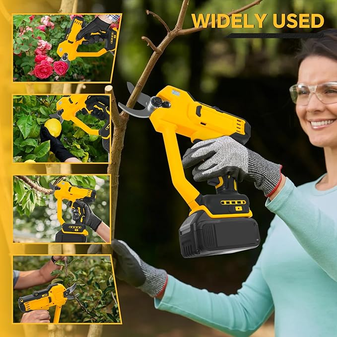 Cordless Electric Pruning Shears for Dewalt 20v Battery, 1.2'' Brushless Tree Trimmer, LCD display, SK5 Blades, Safety Switch, Anti-Slip Handle for Gardening Tree Pruning(No Battery)