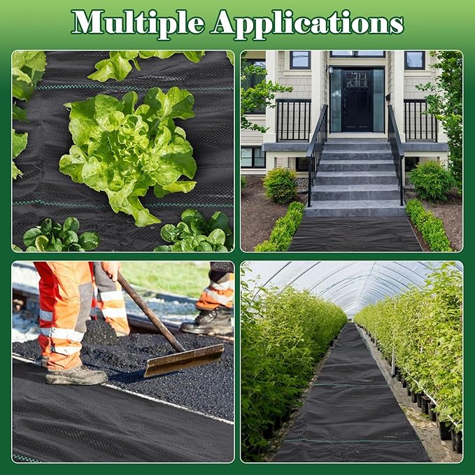 FEED GARDEN 4FT x 300FT Landscape Fabric Weed Barrier Fabric, Heavy Duty 3.2oz Weed Control Mat, Weed Blocker Ground Cover Geotextile Fabric for Gardening, with 20 U-Shaped Stakes