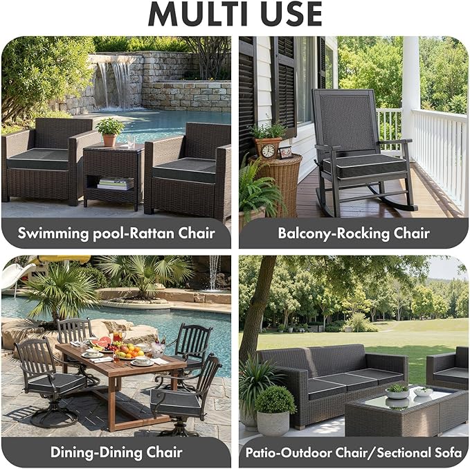 MIULEE Dark Grey Outdoor Bench Cushion Set of 1, 48x18x3 Inch Waterproof Patio Seat Cushions for Swing and Outdoor Furniture Couch Sofa, 3 Year Color Fastness High Density Foam with Adjustable Ties