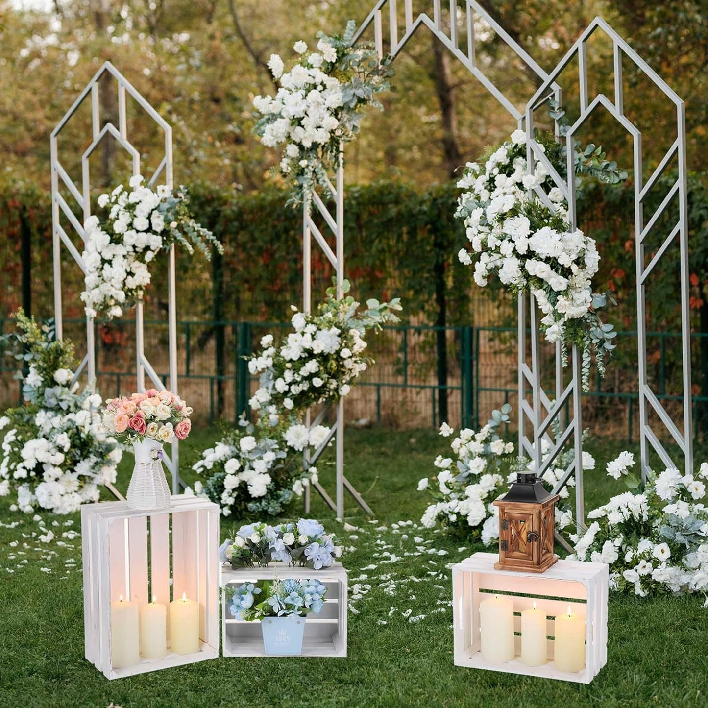 Soaoo 5 Pcs Decorative Nesting Wooden Crates for Storage Display 5 Size Large Small Rustic Wood Decorative Storage Crates with Handle Farmhouse Crate Box Container Made from Pine(Painted White)