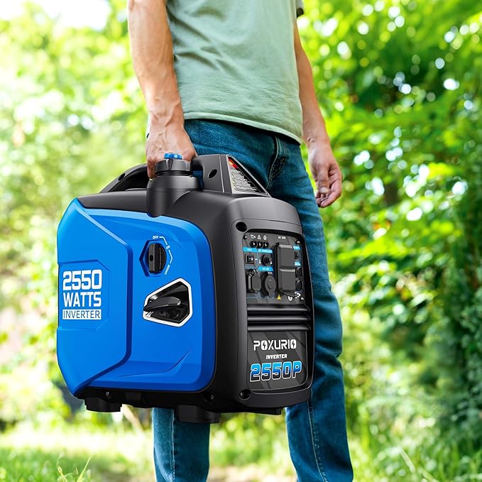 2550-Watt Portable Inverter Generator for Home Use, 1.06Gallon Large Fuel Tank Up to 10 Hours Use, 120V Gas Powered Generator Super Quiet - EPA Compliant-Blue