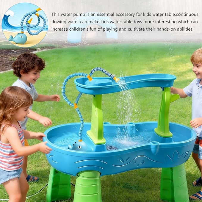 Rechargeable Water Table Pump,Kids Sand Water Play Pump,3 Spray Modes,Compatible with Most Outdoor Toddler Activity Table on Market,IPX7 Waterproof Design (6000mAh)