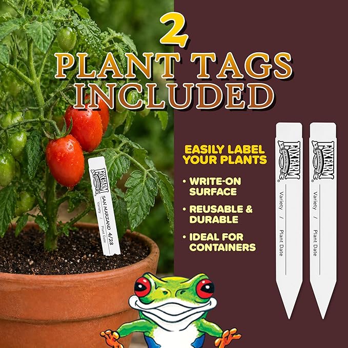 FoxFarm Happy Frog Potting Soil with 2 Plant Tags, 2 cu ft – Indoor/Outdoor Container Plants – Mycorrhizae & Humic Acids