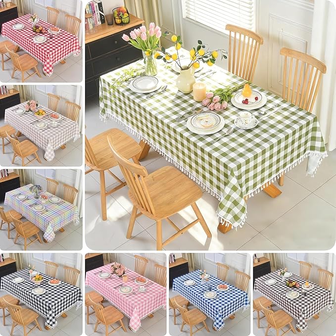 Classic Gingham Buffalo Tablecloth Fabric - Oblong 90x132 Inch Water Proof Checkered Table Cloth for Indoor Outdoor - Table Cover for Birthday, Picnics, BBQs, and Parties