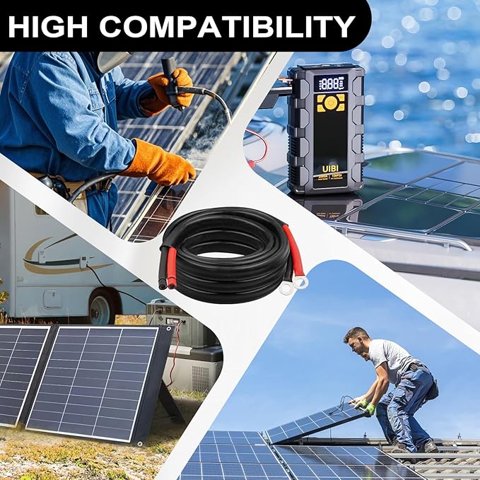 MOOKEERF Solar Battery Cable - 10 Gauge 8FT Power Inverter Cable with PV Flame Retardant Protective Sleeving Connect Battery and Charge Controller for Solar Panel Automotive RV Motorcycle Marine