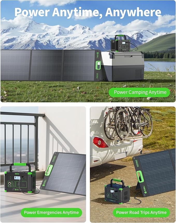 EBL 200W Portable Solar Panel for Power Station, Waterproof IP65 Foldable Solar Panel with MC-4 Anderson Output Connector for RV, Camping, Blackout