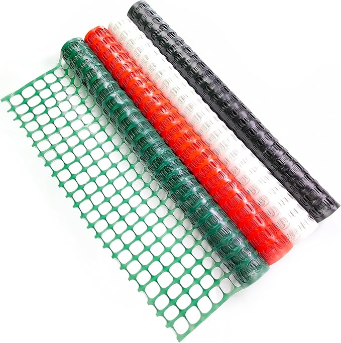 PotatoLife Plastic Mesh Fence Safety Fence, 2'x25' Roll with 50 Zip Ties, Resuable Temporary Netting for Garden Fencing, Construction, Snow Fencing, Animal Barrier, Poultry, Deer, Patio, Black