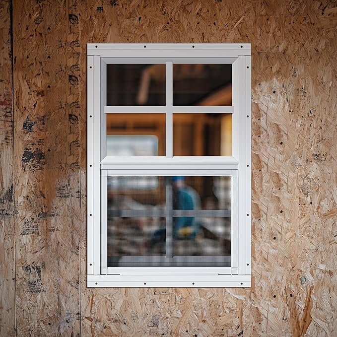 WRISIN 2 Pack Shed Windows 24" x 36" H Flush Mount, White Household Windows for Playhouses, Barns, Chicken Coop