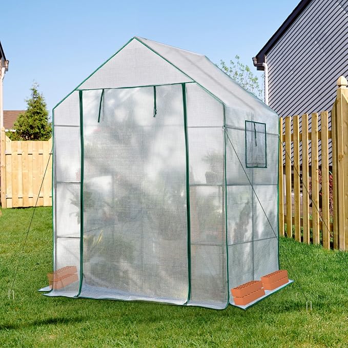Greenhouses for Outdoors,Portable Walk in Greenhouse for Garden Plants that Need Frost Protection and Away from Animals(56"x55"x78")-White