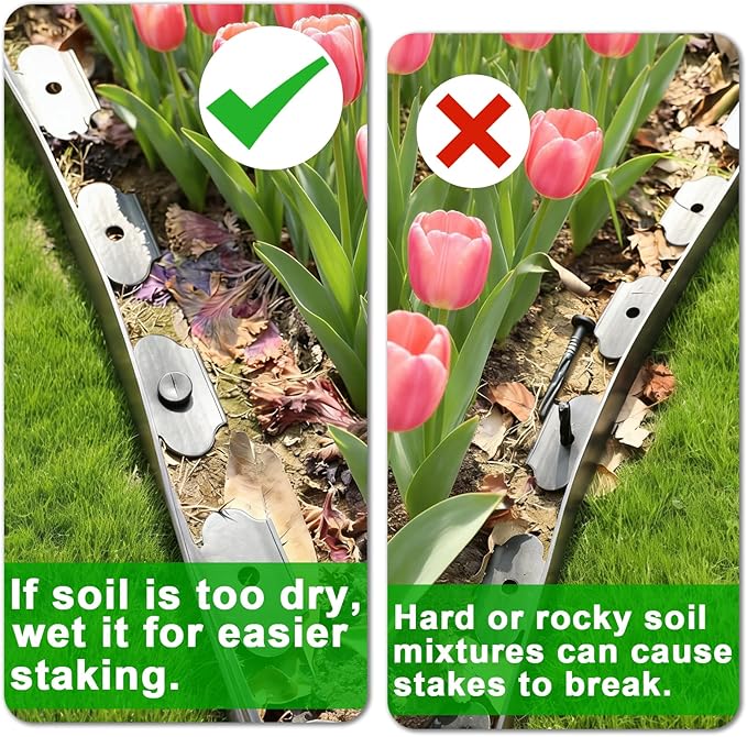 JERIA 4 Inch Tall 33 FT Garden Edging Kit with 45pcs Spikes, Plastic Edging for Landscaping