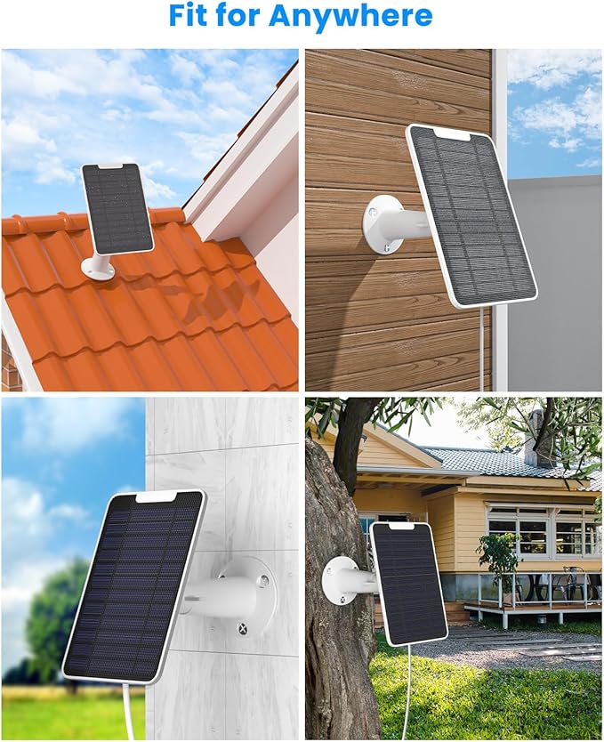 Solar Panel Charger with Micro USB Connection Compatible with Arlo Essential Spotlight/XL Spotlight Camera, 5W Arlo Essential Solar Panel, IP65 Waterproof 10ft Cable, (Not for 2K/2nd Gen), 4 Pack