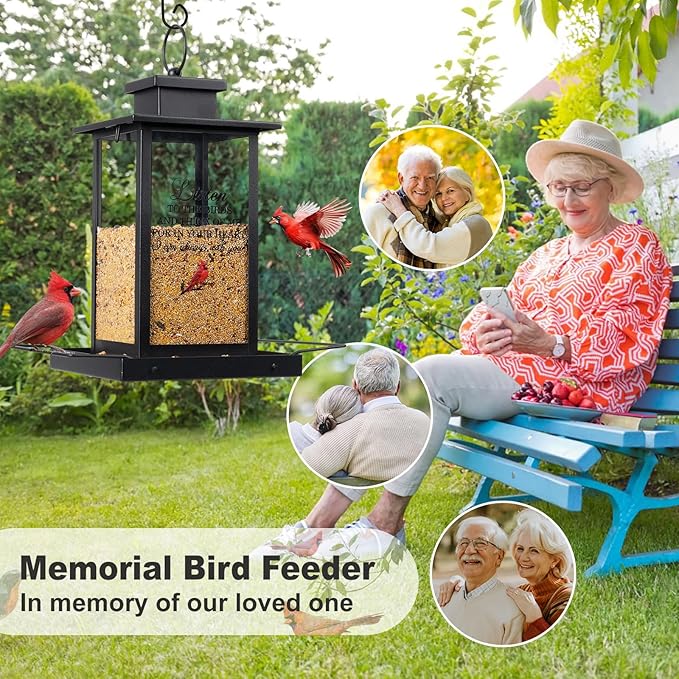 Urllinz Memorial Bird Feeders for Outdoors, Sympathy Gifts for Loss of Loved One Dad Mom, Remembrance Condolences Bereavement Memorial Gift Idea, Funeral Condolence in Loving Memory