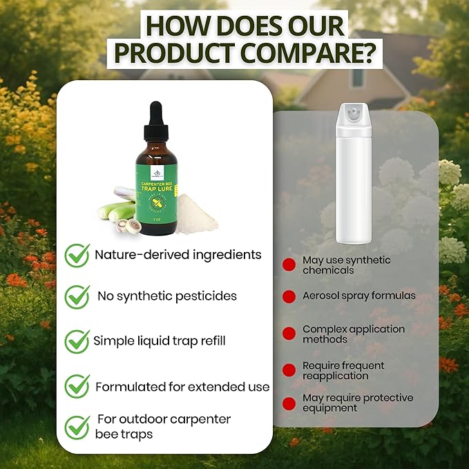 Donaldson Farms Carpenter Bee Attractant – Natural Bee Trap Lure for All Trap Types, Gentle on Honeybees, All-Year-Round Formula, 2oz