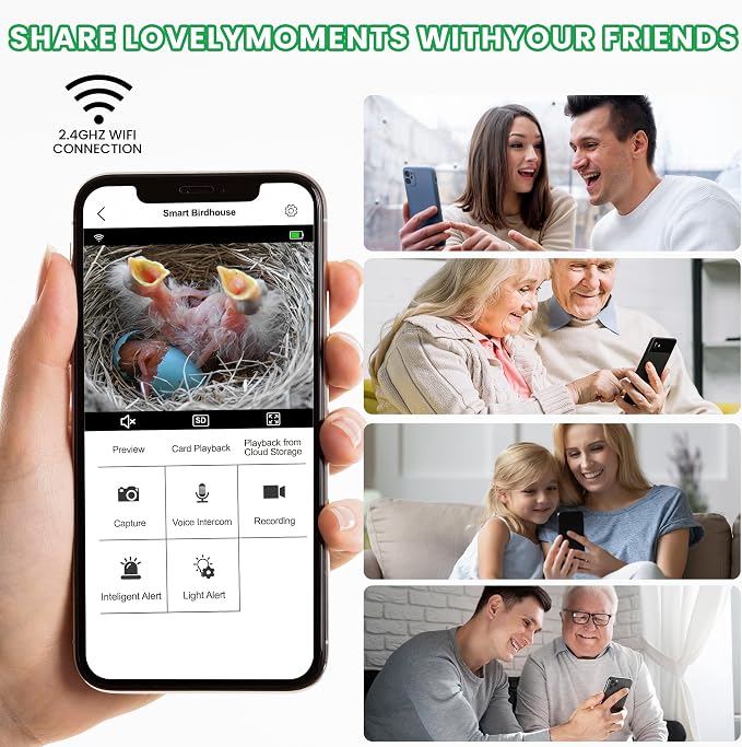 Birdhouse with Camera in It, 5MP HD 2.4G WiFi Birdhouse, Motion-Activated Auto Capture, Night Vision for Bluebirds & Wrens Nesting