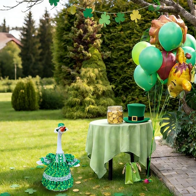St Patrick's Day Goose Outfits for Porch Goose 23" Cement Statue Clothing - St Patrick's Day Outdoor Decoration for Patio Yard Lawn