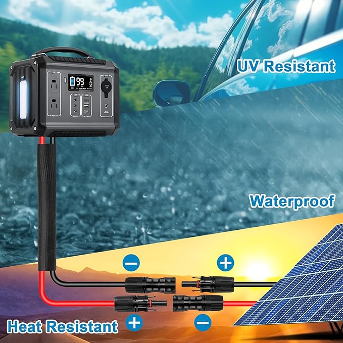XRDS -RF Solar Cable 10FT, 8AWG Solar Extension Cable with Male & Female Solar Connectors, Flame-Retardant Protective Sleeving Solar Panel Cable, Weatherproof PV Wire for Solar Panel Connection