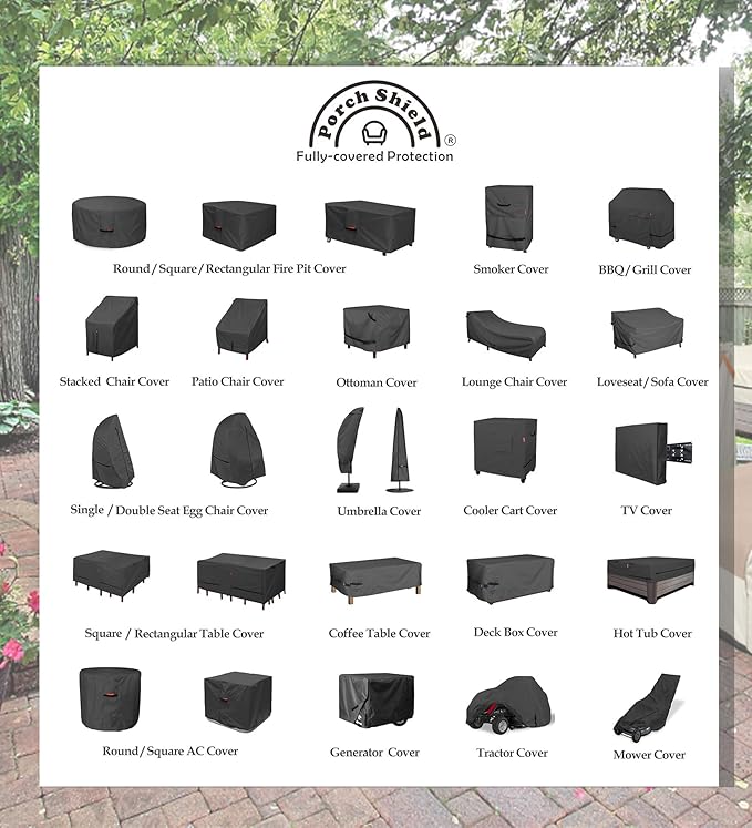 Porch Shield Patio Fire Pit Cover - Waterproof 600D Outdoor Rectangular Fire Table Cover Deck Box Protector - 58 x 24 inch, Black