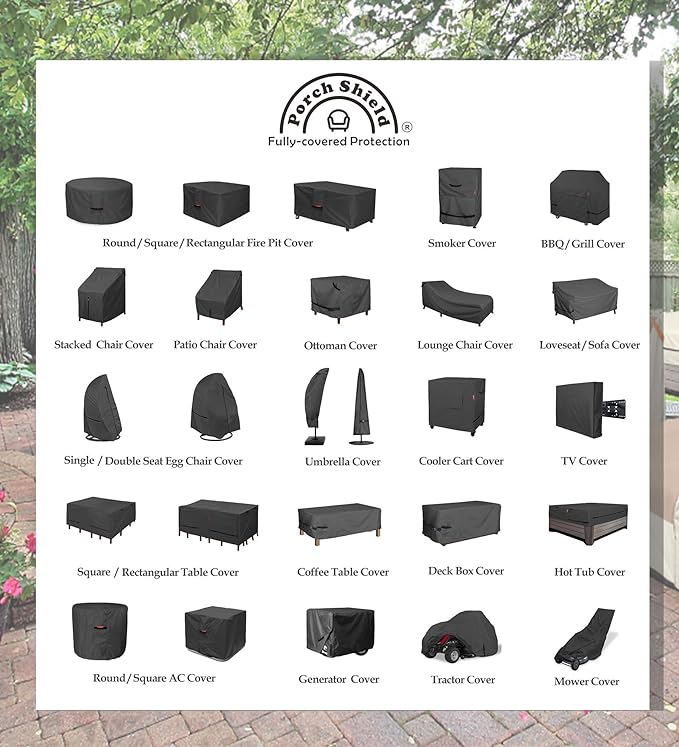Porch Shield Patio Fire Pit Cover - Waterproof 600D Outdoor Rectangular Fire Table Cover Deck Box Protector - 52 x 34 inch, Black