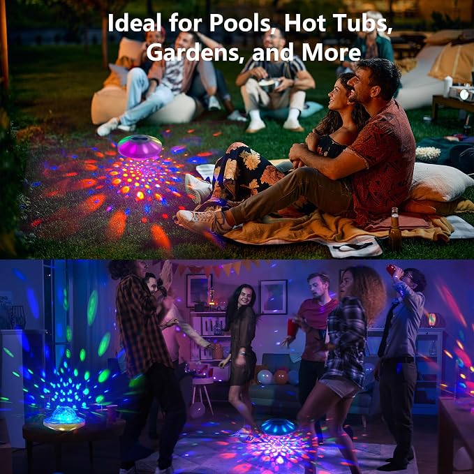 Rechargeable Floating Pool Lights (1 Pack) - Pool Light with Vibrant RGB Colors, IP68 Waterproof Floating Lights, Upper and Lower Color Changing Led Lights for Pools, Hot Tubs and Garden