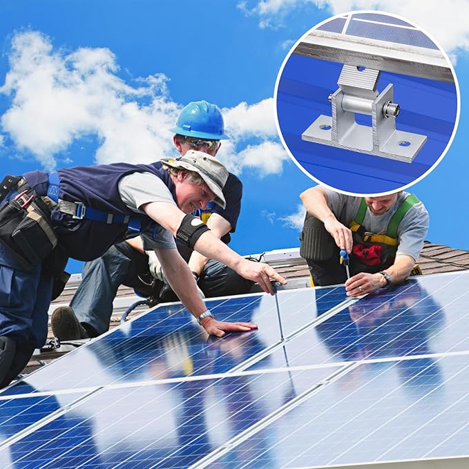 4PCS Solar Panel Mounts - Adjustable Brackets for RV & Flat Roofs, Tilt Angle 10-60