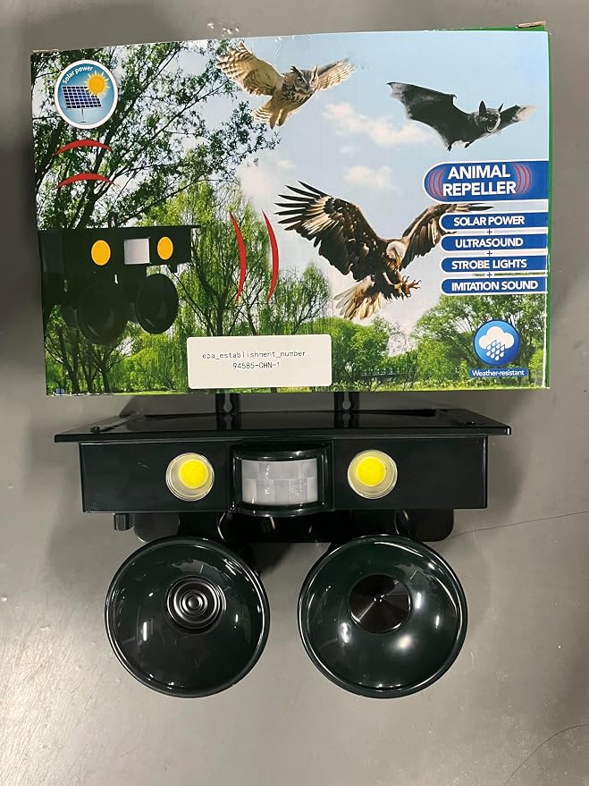 2026 New Ultrasonic Bird Repeller Solar Powered Outdoor Motion Activated Bird Pigeon Deterrents for Outside IP65 Woodpecker Goose Repellent Devices for Rooftops Porch Patio Balconies