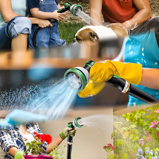 Non-Expandable Garden Hose, with 10 Function Hose Nozzle, Tough & Flexible, Lightweight, Crush Resistant Fittings, Kink & Tangle Free, Rust Proof - 2025 Model