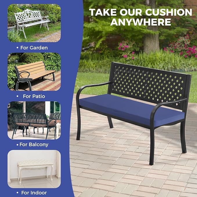 IPYNBAP Outdoor Bench Cushions for Outdoor Furniture, 59x18x3 Inch, Waterproof Bench Pillow, Fade Resistant Long Bench Seat Pads for Garden, Indoor, Porch Swing, Navy Blue