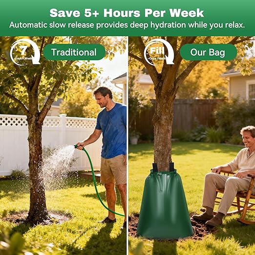 20 Gallon Tree Watering Bag 3Pcs, Slow Release Drip Irrigation for New Trees, Durable PVC Deep Root Watering Device for Water Saving, Garden & Orchard