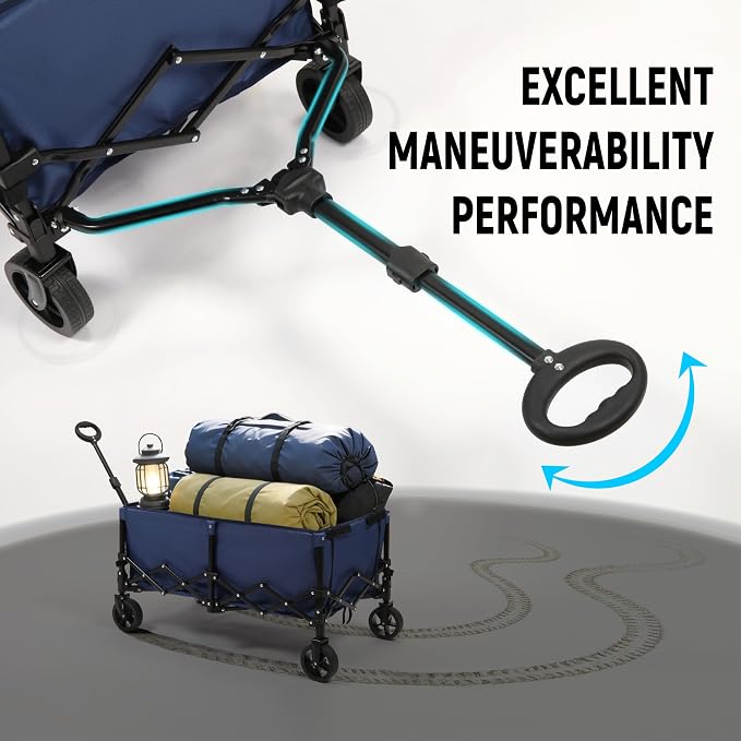Collapsible Wagon Cart with Extendable Storage - 5.8cu.ft Capacity,300lbs Heavy Duty,Compact Foldable Wagon Cart for Grocery Shopping,Outdoor,Camping,Sport Events,Garden,Vendor Markets,Soccer Games