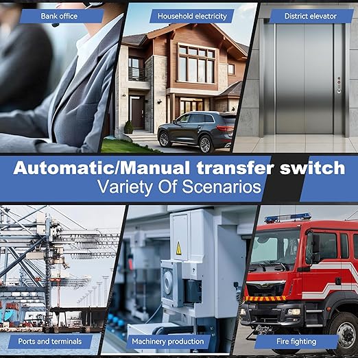 63Amp 110V AC Dual Power Automatic Transfer Switch, ATS 4P Manual Changeover Electrical Switch, Solar Back Up Power Auto Selector Overvoltage, Undervoltage 50/60Hz CE Certified
