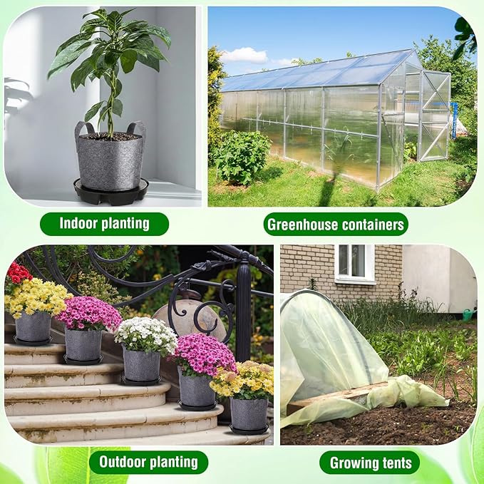 Jingmore 6 Set Self Watering Fabric Pot Base 3 Gallon Plant Nonwoven Grow Bags Automatic Watering System Plant Saucer Elevated Flower Trays with Handles for Fruits Vegetables Flowers Grow(Grey)