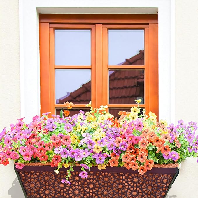 EIMQUVW 2 Pack 30" Railing Planter Window Box Deck Balcony Rail Planters Black Metal Flower Basket Horse Trough Planter with Coco Fiber Liner for Porch Fence Patio Outdoor