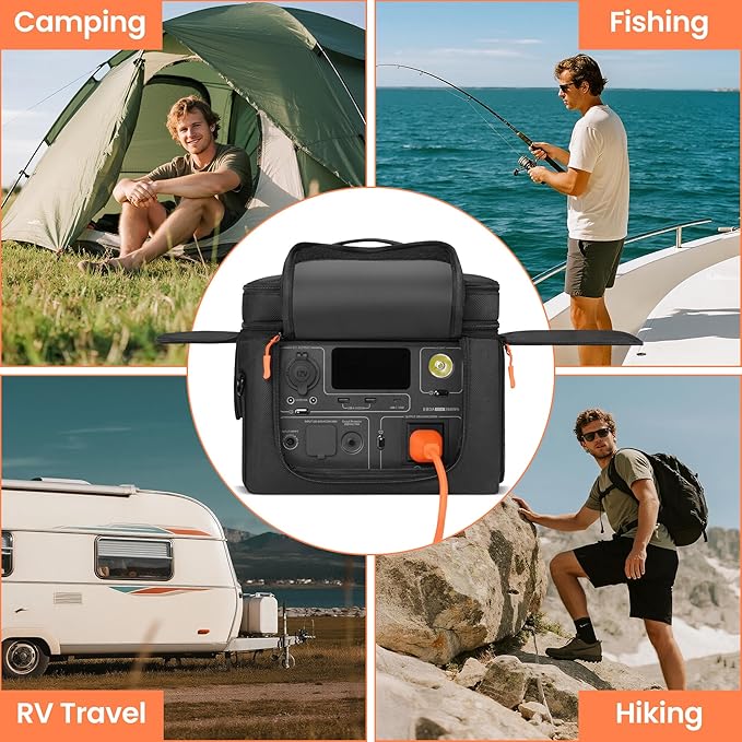 Carrying Case Compatible with BLUETTI EB3A/AC2A/AC2P/Elite 30 V2, Power Station Travel Bag Padded with Multi-pockets for Accessories, Protective Cover Storage Bag with Shoulder Strap & Handle