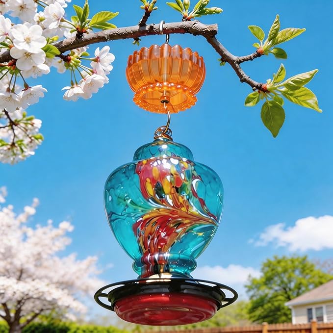 Extra Large Ant Moat for Hummingbird Feeder - Pack of 4PC x 9 OZ Capacity Insect Guard Daisy (Orange Yellow)