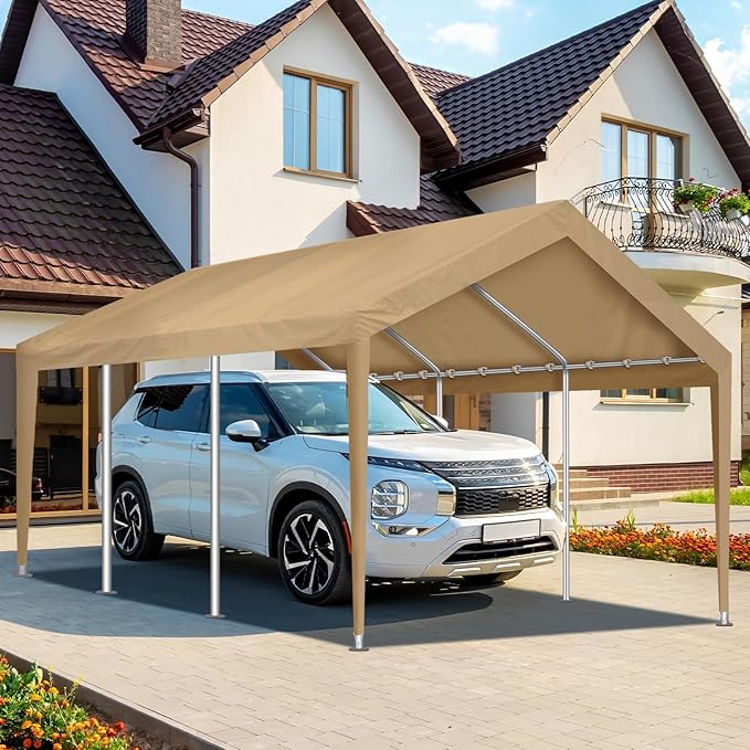 Carport Canopy Replacement Cover, Waterproof Shelter Cover with Ball Bungee Cords(Frame is not Included)