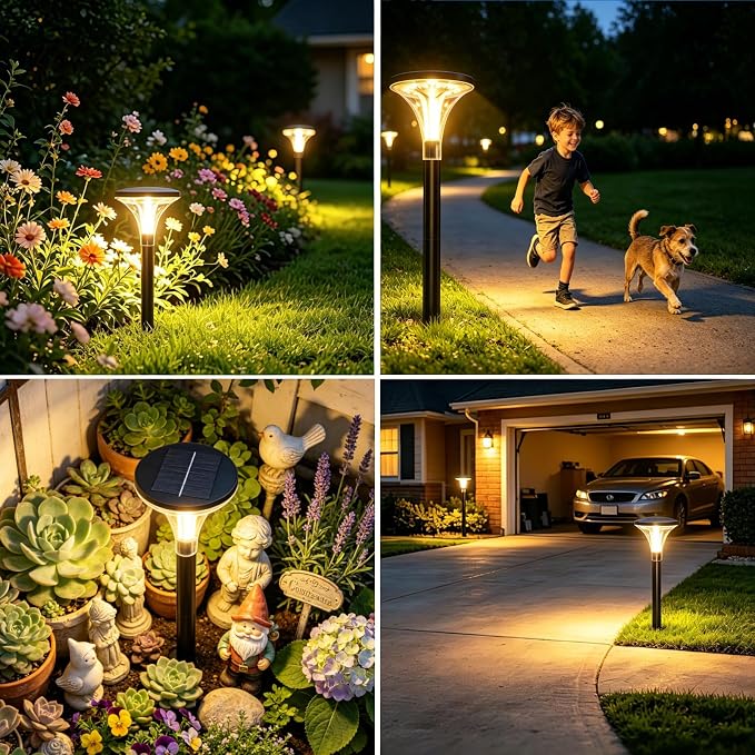 Tall Solar Pathway Lights Outdoor, 29" 200LM Ultra Bright, 4 Pack | Waterproof Garden Lights Solar Powered, Auto ON/Off, Outdoor Lighting for Yard Walkway Driveway Decor