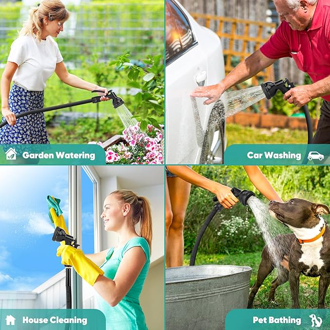 Itsonestep Garden Hose 100ft, 3/4" GHT Non-Expanding Water Hose Lightweight, Flexible Garden Hose with 10 Function Nozzle, Kink-Free, Sturdy, High-Pressure, Abrasion Resistant Hoses for Yard, Garden