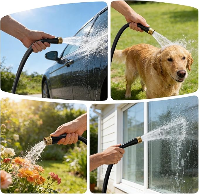 Garden Hose 25FT, Non-Expanding Water Hose Ultra Lightweight, Kink-Free, Burst-Resistant, Lead-Free, Durable & Flexible High-Pressure Hose for Yard, Lawn, Outdoor, Car Washing