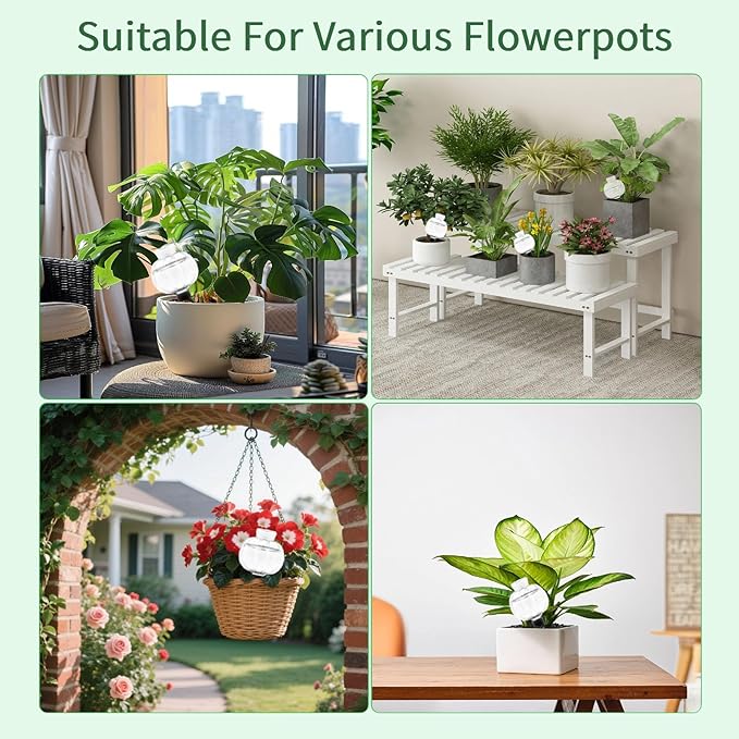 6 Pack Plant Watering Globes, 17 oz Self Watering Planter Insert for Indoor/Outdoor, Slow Release Plant Watering Devices for Vacation Care, Plastic Water Bulbs