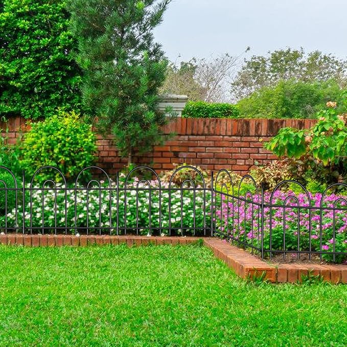 21ft X 13in Animal Barrier Fence, 15 Panels No Dig Fence for Dogs Rabbit, Anti Digging Defense Barrier Garden Edging Border, Rustproof Metal Arched Decorative Garden Fencing for Outdoor, Yard, Lawn