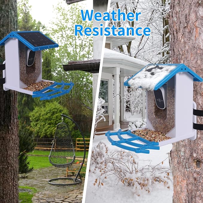 Bird Feeder with Camera Solar Powered Outdoor,Bird House Cam with AI Identify Wild Birds,Live View, Smart Hummingbird Feeder for Bird Lover Watching Gifts