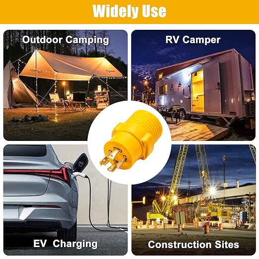 NEMA L14-30P to 14-50R RV Generator Adapter Plug, 4 Prong 30 Amp to 50 Amp Generator to RV/EV Adapter, for RV Trailer Camper Generator to House and EV Tesla Level 2 Charging