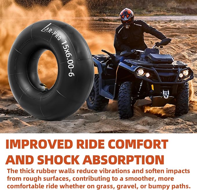 AR-PRO (2-Pack) 15x6.00-6" Inner Tubes with TR87 Bent Valve Stem – Replacement Heavy-Duty Tire Tubes for Lawn Mowers, Tractors, Wheelbarrows, Go-Karts, ATVs, Garden Utility Equipment