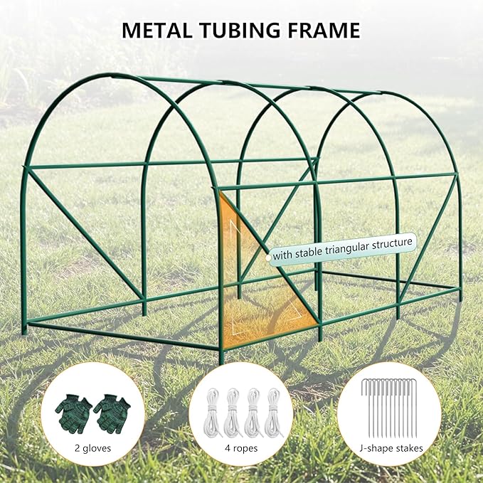 12×7×7 FT Greenhouses for Outdoors Heavy Duty, Large Walk in Green Houses for Outside with 6 Ventilated Mesh Windows & Roll-up Door & Reinforced Frame