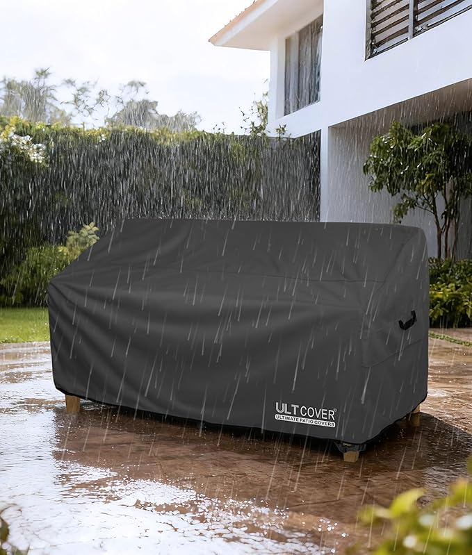 ULTCOVER Patio Furniture Sofa Cover 102W x 35D x 35H inch Waterproof Outdoor 4-Seater Couch Cover, Black