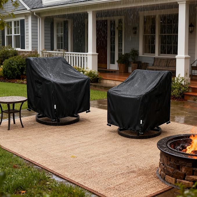 Patio Chair Covers Waterproof Patio Furniture Covers,33W x 37D x 38 H Inches Outdoor Swivel Chair Cover 2 Pack -Black