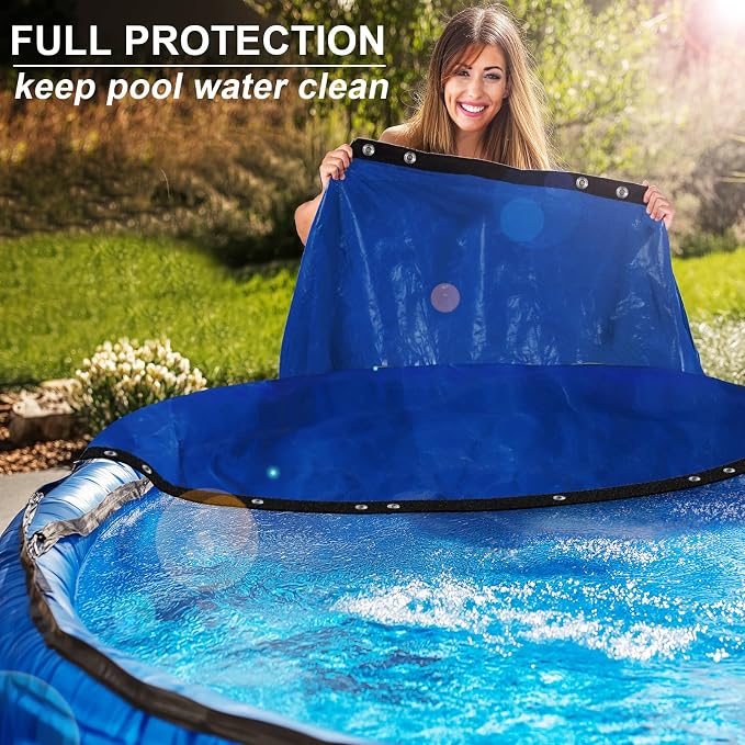【New Upgrade】 Winter Pool Cover 15 ft Round for Above Ground Pools, Extra Thick Durable Above Ground Swimming Pool Protection Cover, Encryption Grommets,Cold and UV Resistant with Premium Winch,Cable