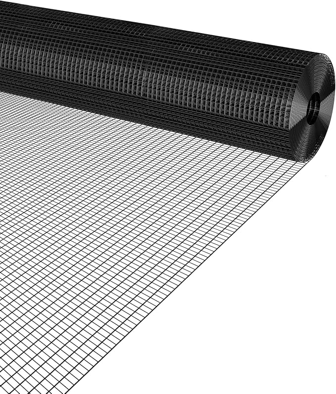 Gardeal Black 19 Gauge 1/2 Inch Hardware Cloth - Vinyl Coated Welded Wire Mesh Roll - Duty Rust Proof Fencing for Gardens, Poultry Animal Netting Cage Screen (Black 1/2 48inx100Ft)